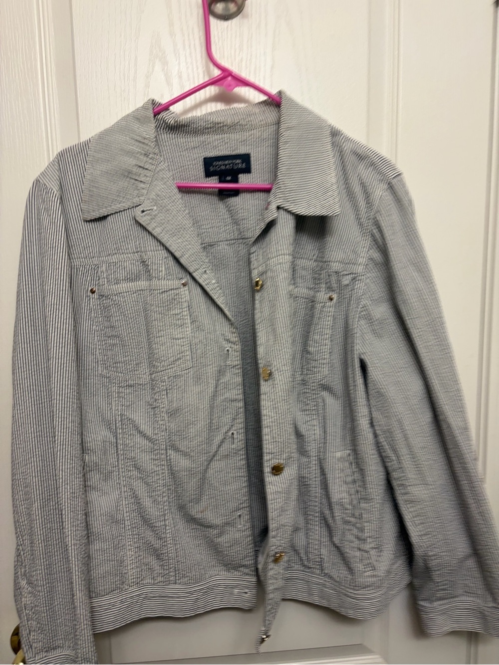 Jones New York Women’s Light Gray Striped Jacket